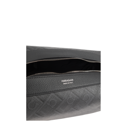 Gancini All-Over Monogram Coated Canvas Wash Bag - Nero Grigio - Image 4