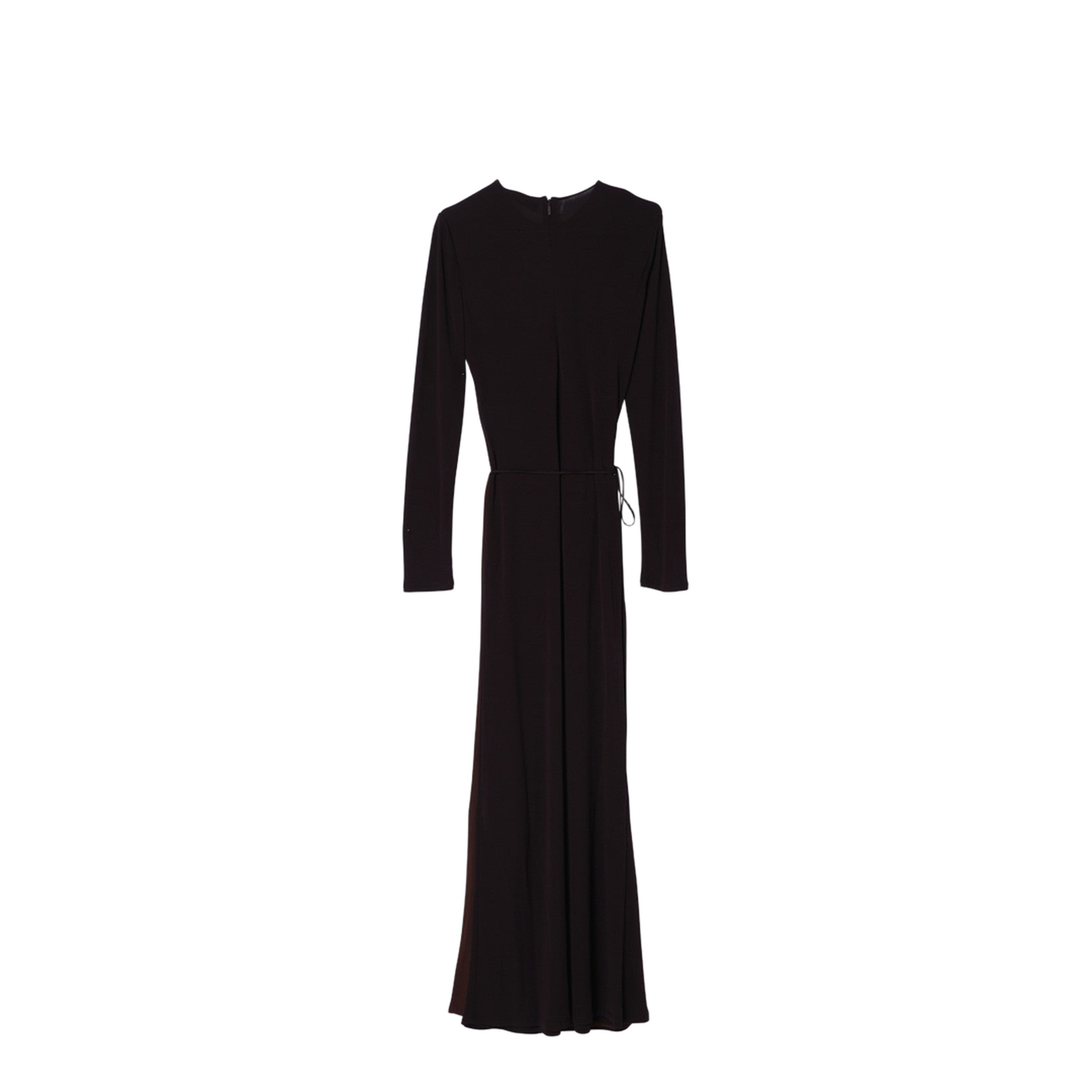 Draped Long Dress in Dark Purple Jersey - Image 2