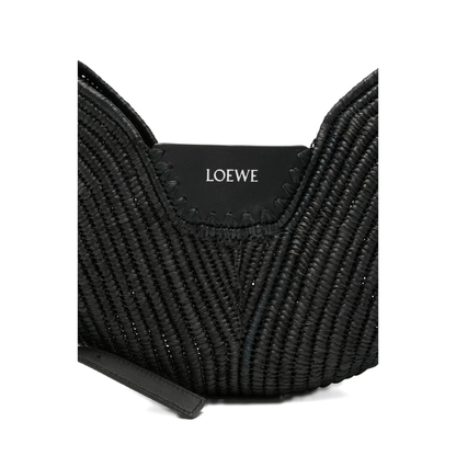 Swing Medium Raffia Shoulder Bag - Black - Image 2