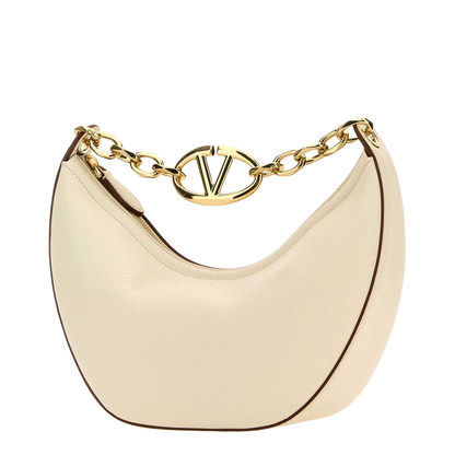 Ivory Leather Small Hobo Vlogo Moon Handbag - Image 2
