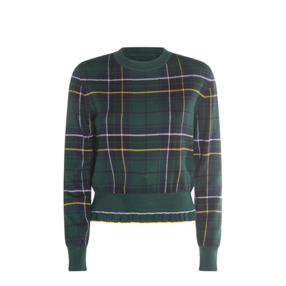 Wool Tartan Jumper Dark Green Blue - Image 1