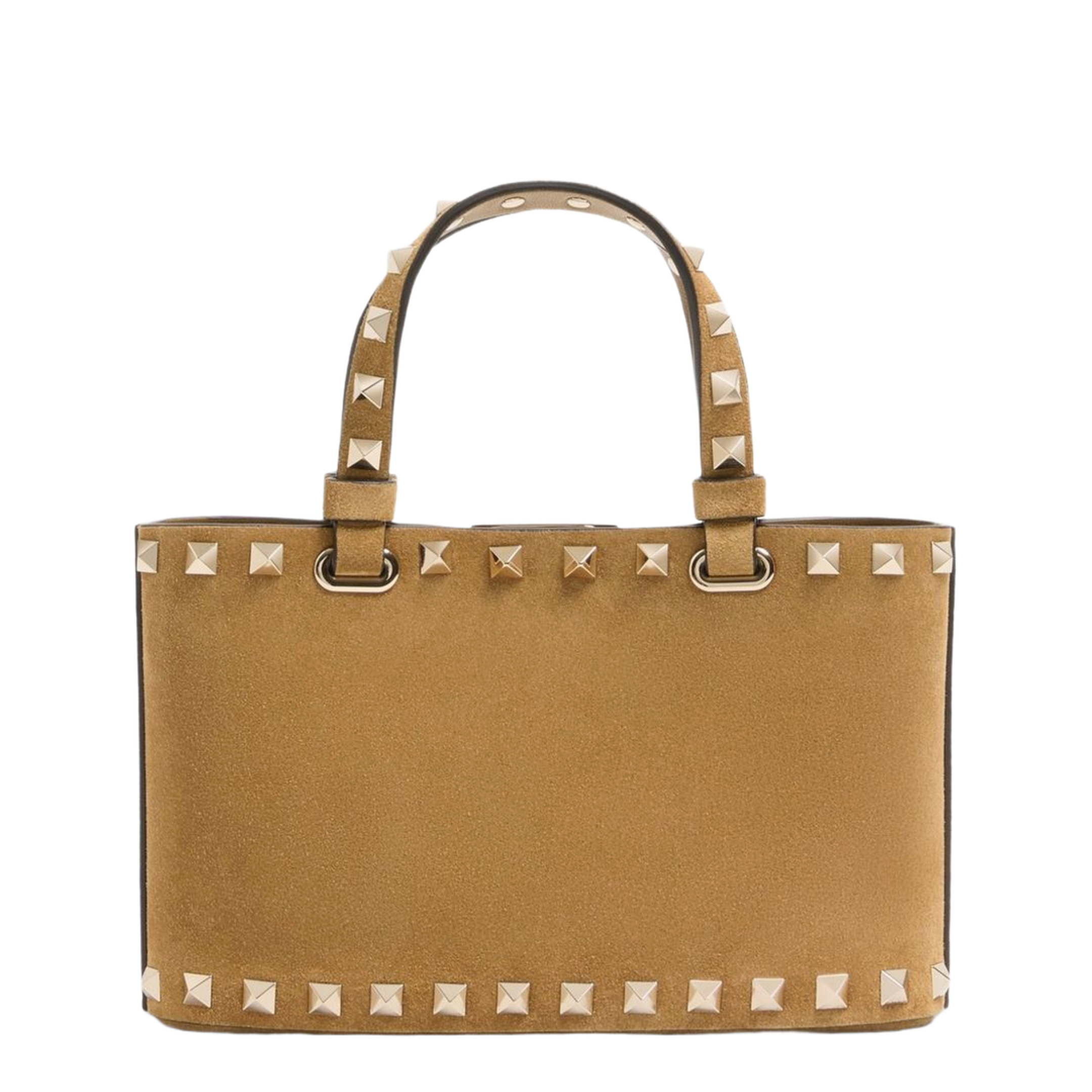 Rockstud Mini Suede Leather Shopping Bag - Warm Brown - Image 6
