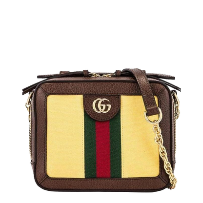 Ophidia Mini Leather Shoulder Bags - Brown - Image 1