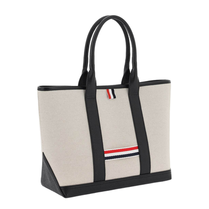 Sand Canvas Rwb-Stripe Shopping Bag - Image 3