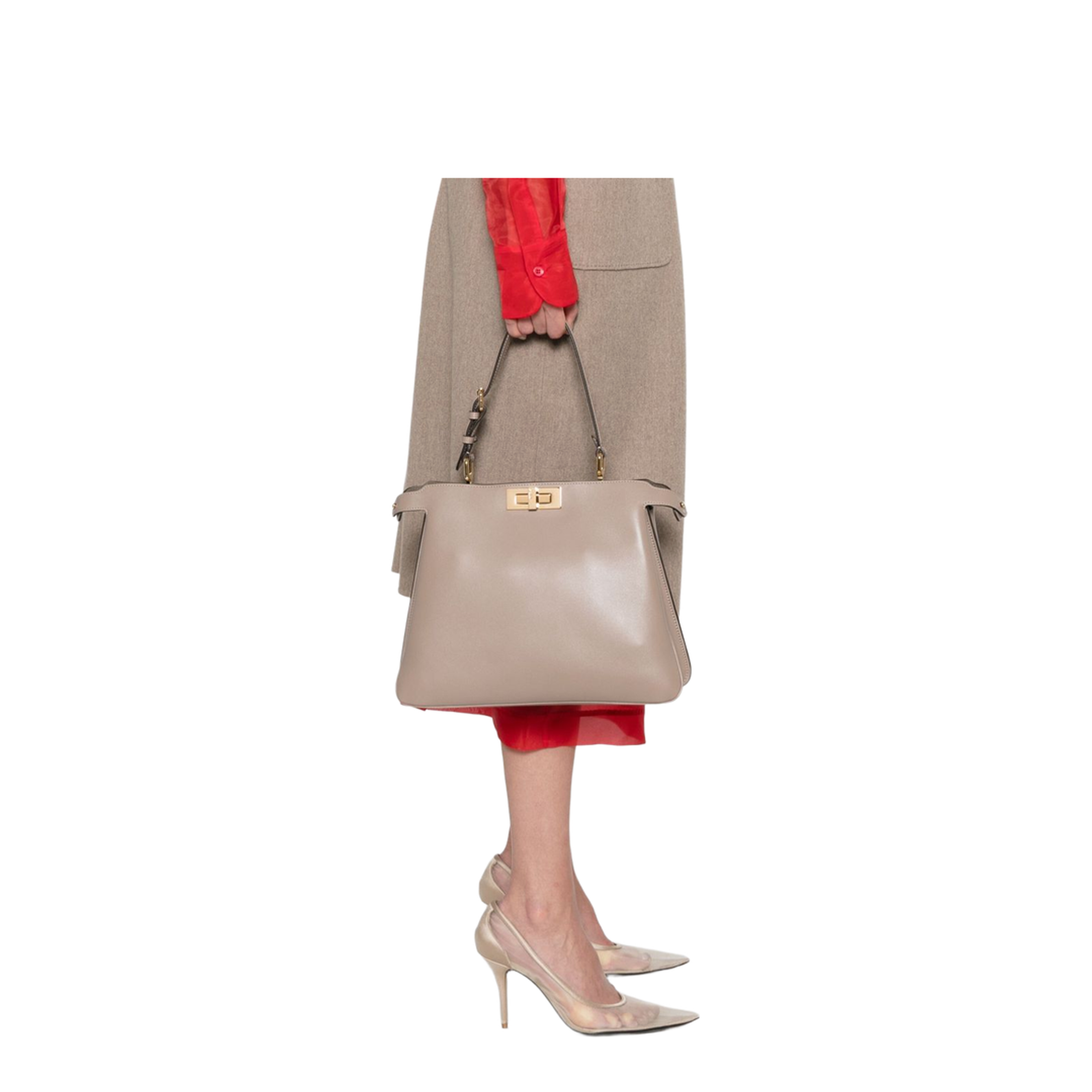 Peekaboo Leather Top Handle Bags - Beige - Image 5