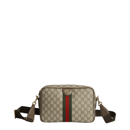 Ophidia Medium GG Supreme Coated Canvas Crossbody - Beige and Dark Brown - Image 1