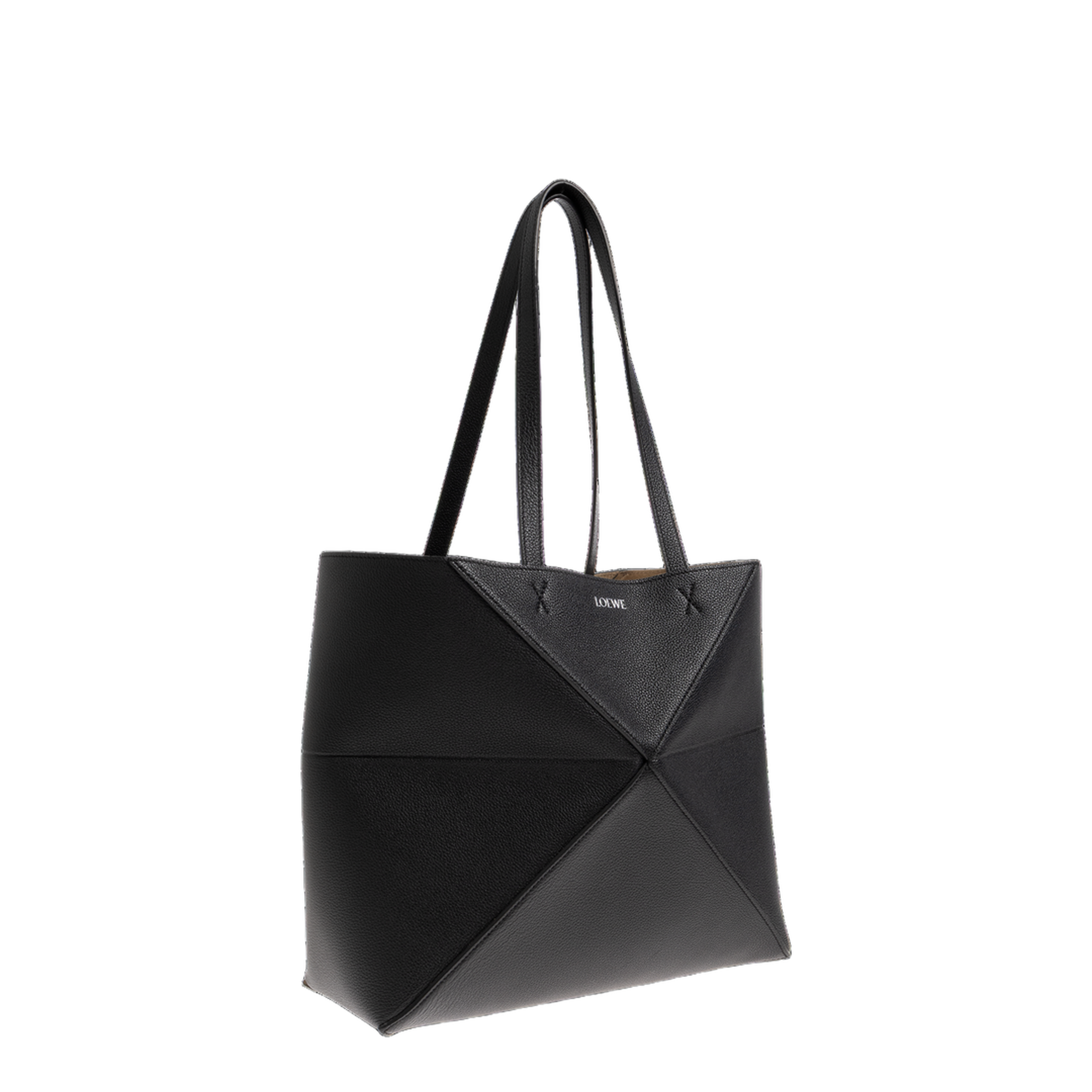 Puzzle Fold Medium Soft Grained Calfskin Tote - Black - Image 4
