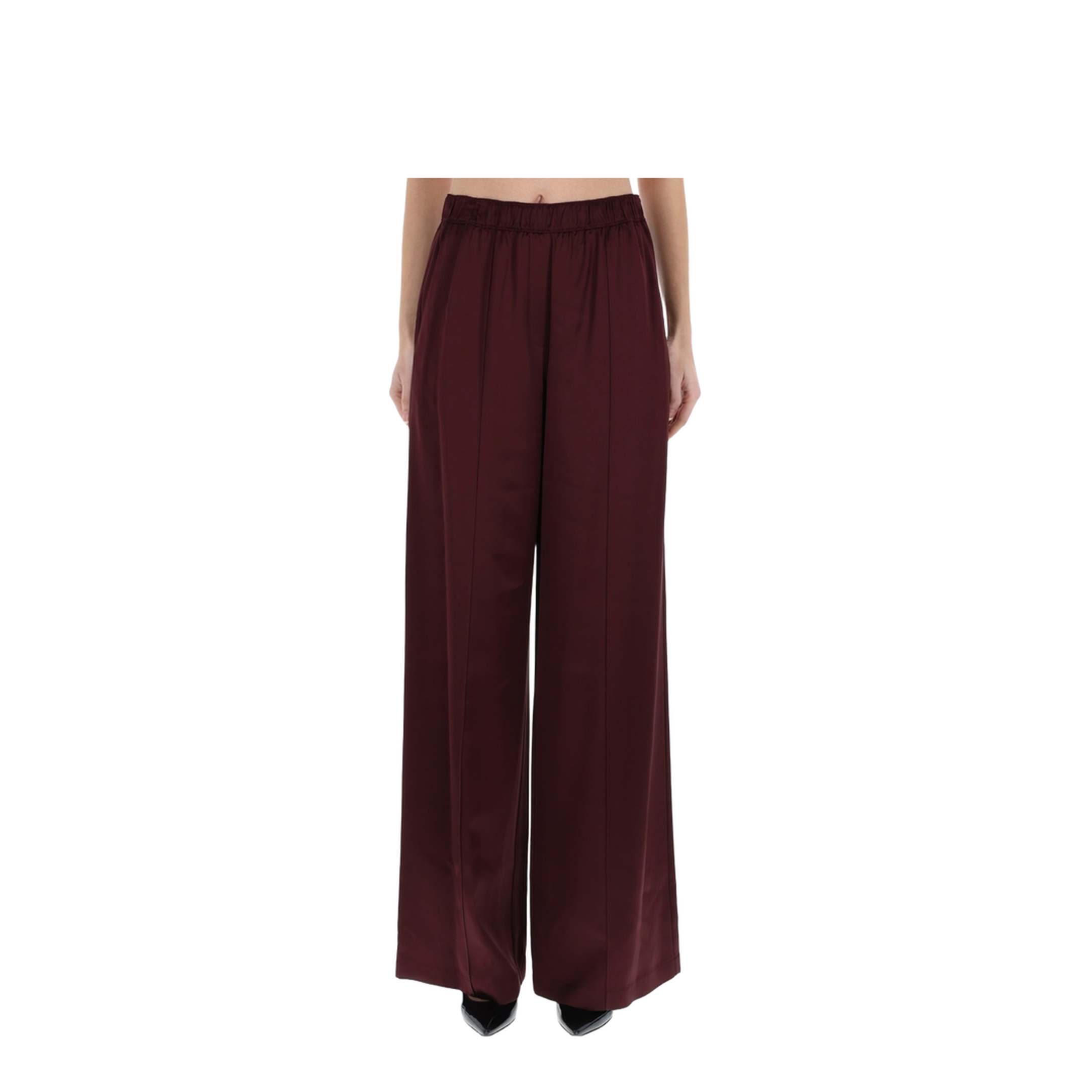 Burgundy Satin Wide-Leg Pants - Image 3