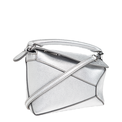 Mini Crossbody Bag Leather Silver - Image 4