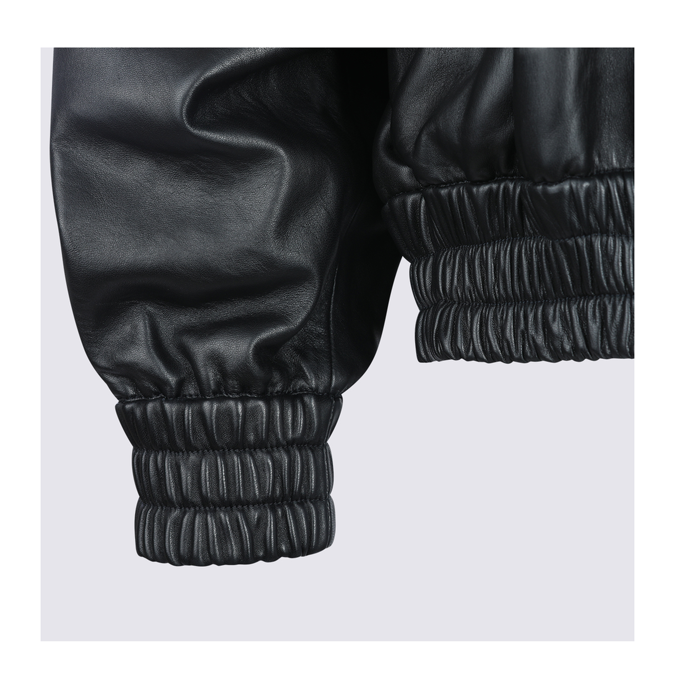 Blouson Leather Jacket Black - Image 8