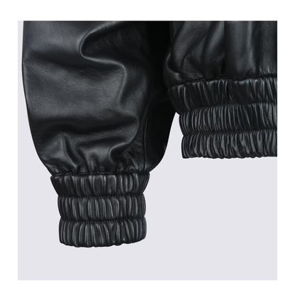 Blouson Leather Jacket Black - Image 8