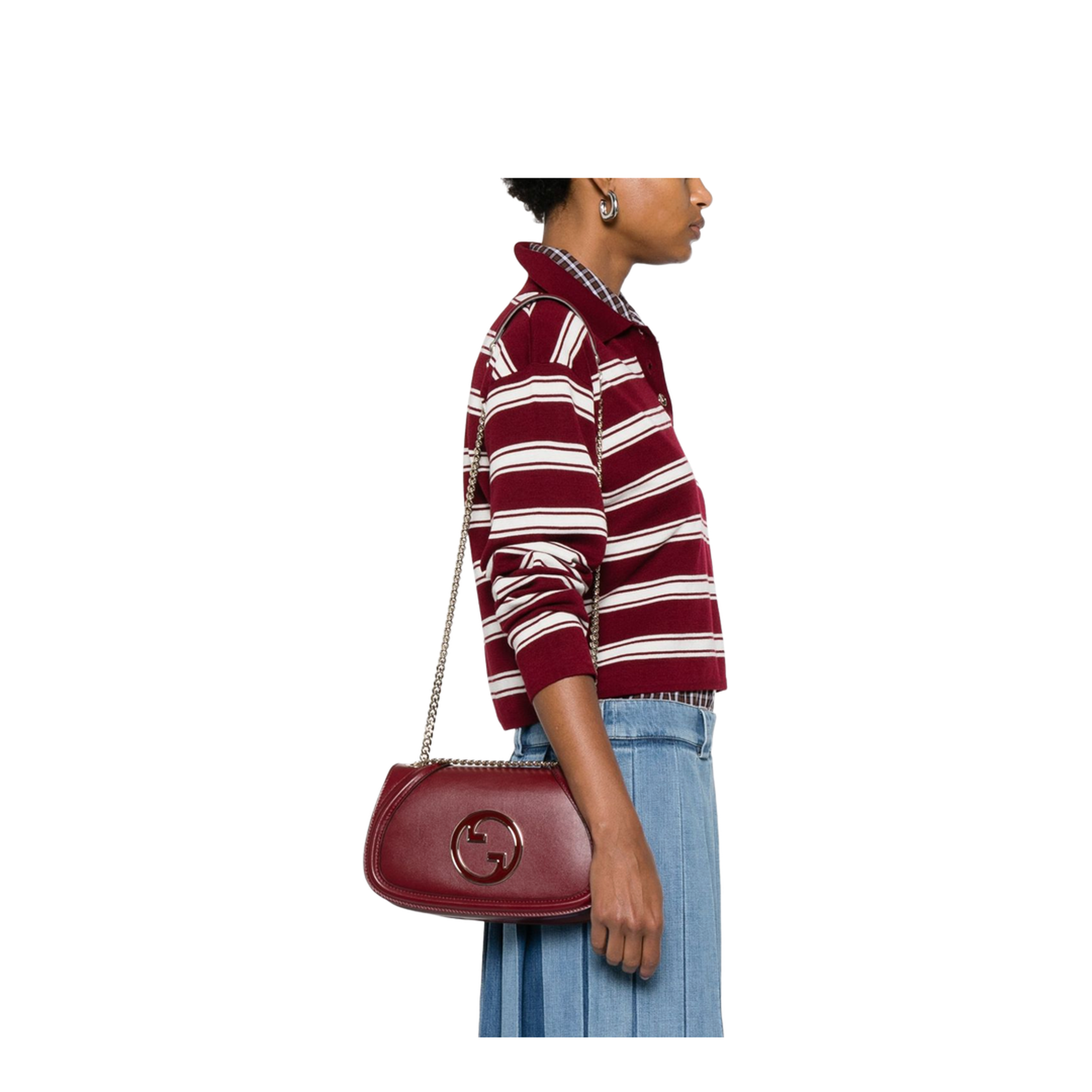 Blondie Medium Leather Shoulder Bag - Burgundy - Image 5