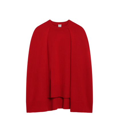 Red Cashmere Cape Sweater - Image 1