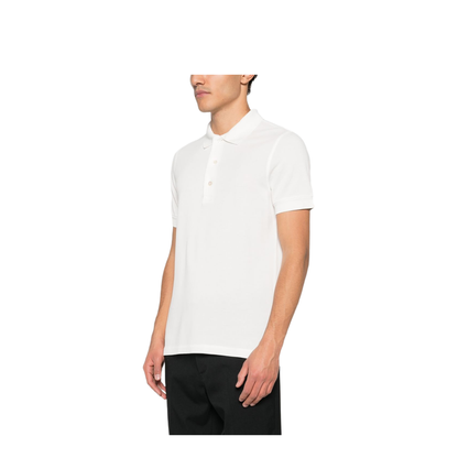 Lyocell Pique Polo Shirt In White - Image 5
