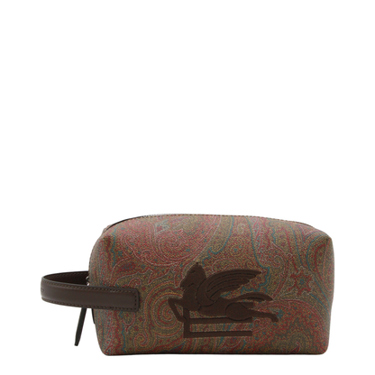 Arnica Small Coated Paisley Jacquard Pouch - Brown - Image 1