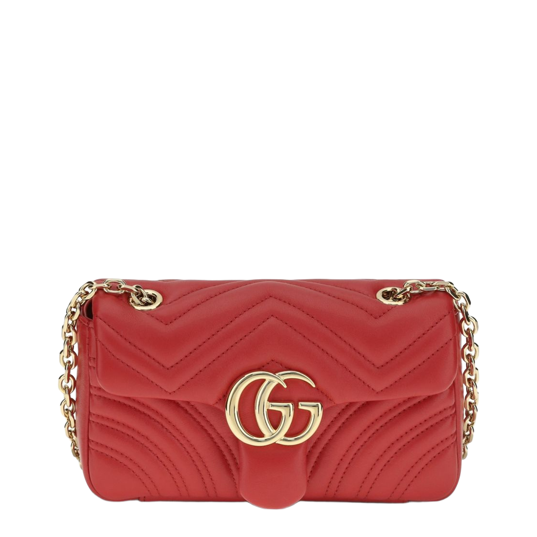 GG Marmont Small Matelassé Chevron Nappa Leather Shoulder Bag - Bright Red - Image 1