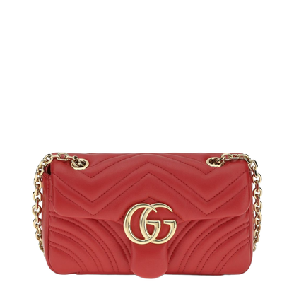 GG Marmont Small Matelassé Chevron Nappa Leather Shoulder Bag - Bright Red - Image 1