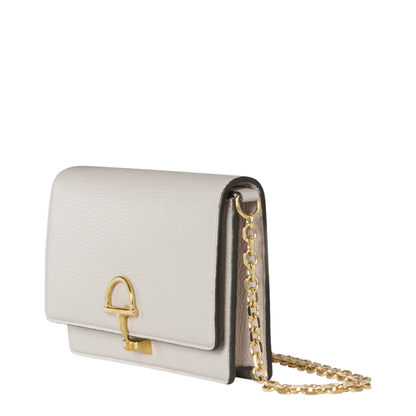 Half Horsebit Soft Grainy Leather Wallet On Chain - Light Grey - Image 1
