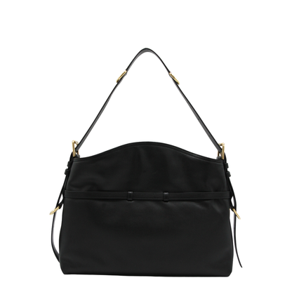 Voyou Medium Shiny Leather Shoulder Bag - Black - Image 4
