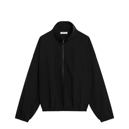 Black Ripstop Wool Jacket With Black Half Zip - Image 1