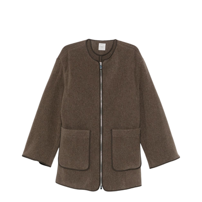 Wool Zipped Jacket Brown - Image 1