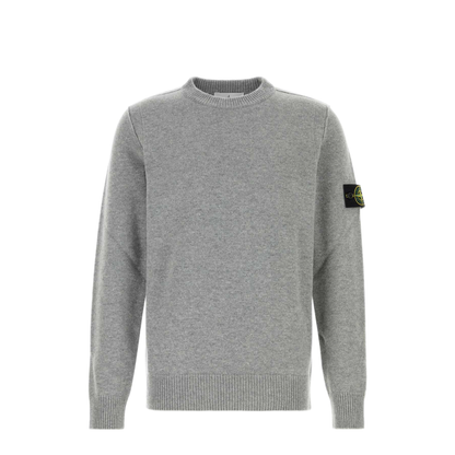 Crew Neck Grey Melange Sweater - Image 1
