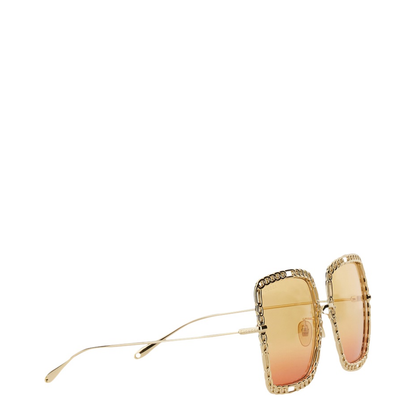 Rectangular Sunglasses - Gold - Image 4