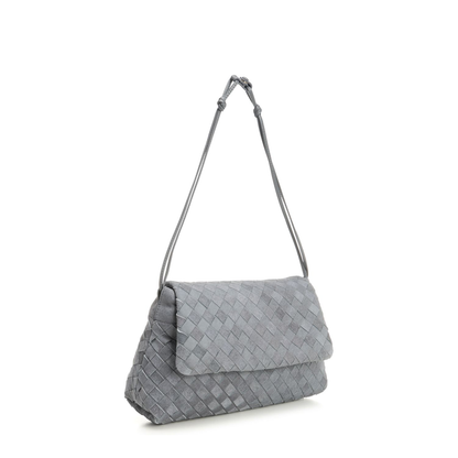 Giorno Medium Lambskin Suede Shoulder Bag - Cloudy indigo/gravel - Image 2