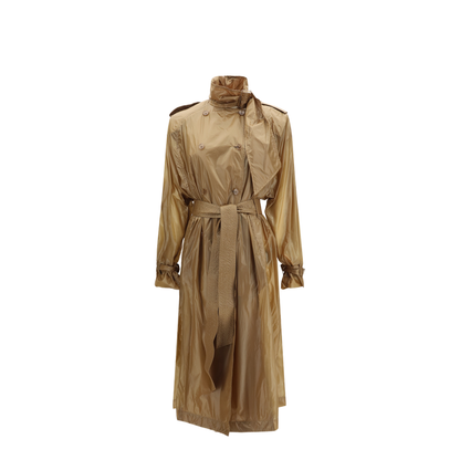 Translucent Technical Fabric Trench with Lavallière Collar - Image 1