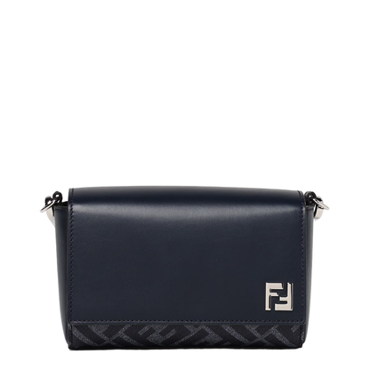 FF Leather Crossbody Bags - Navy Blue - Image 1