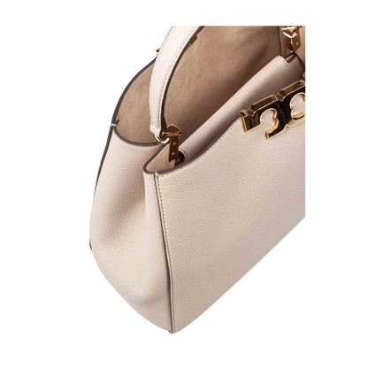 Eleanor Pebbled Leather Satchel - Light Stone - Image 5