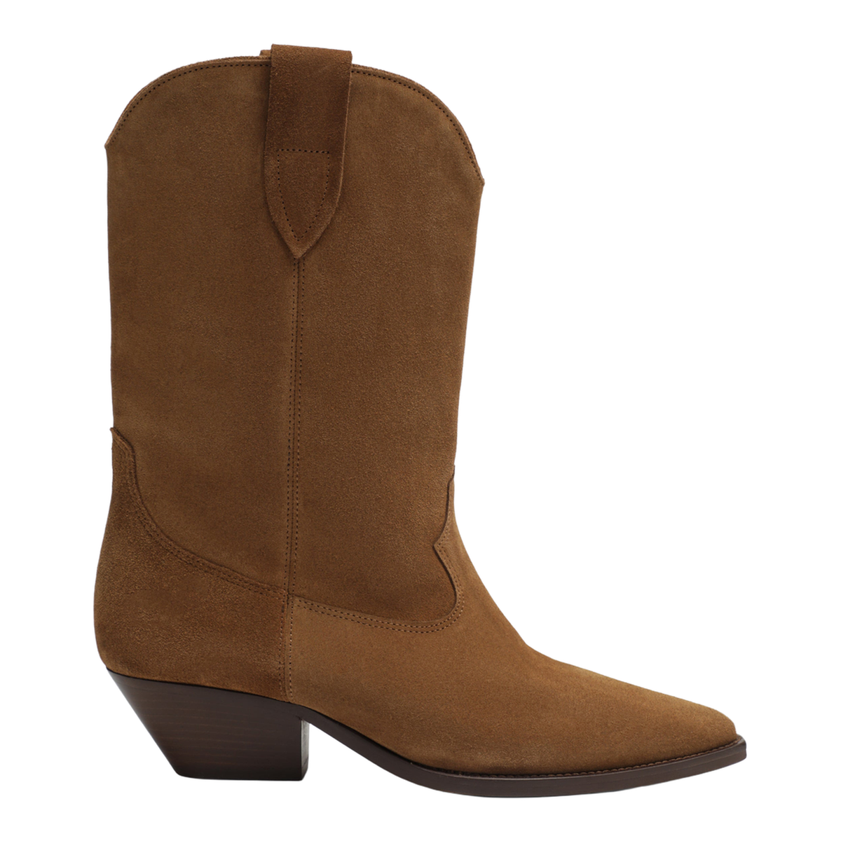 Suede Cowboy Ankle Boots With Heel In Cognac - Image 1