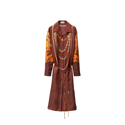 Printed Silk Twill Mini Shirt Dress - Image 1