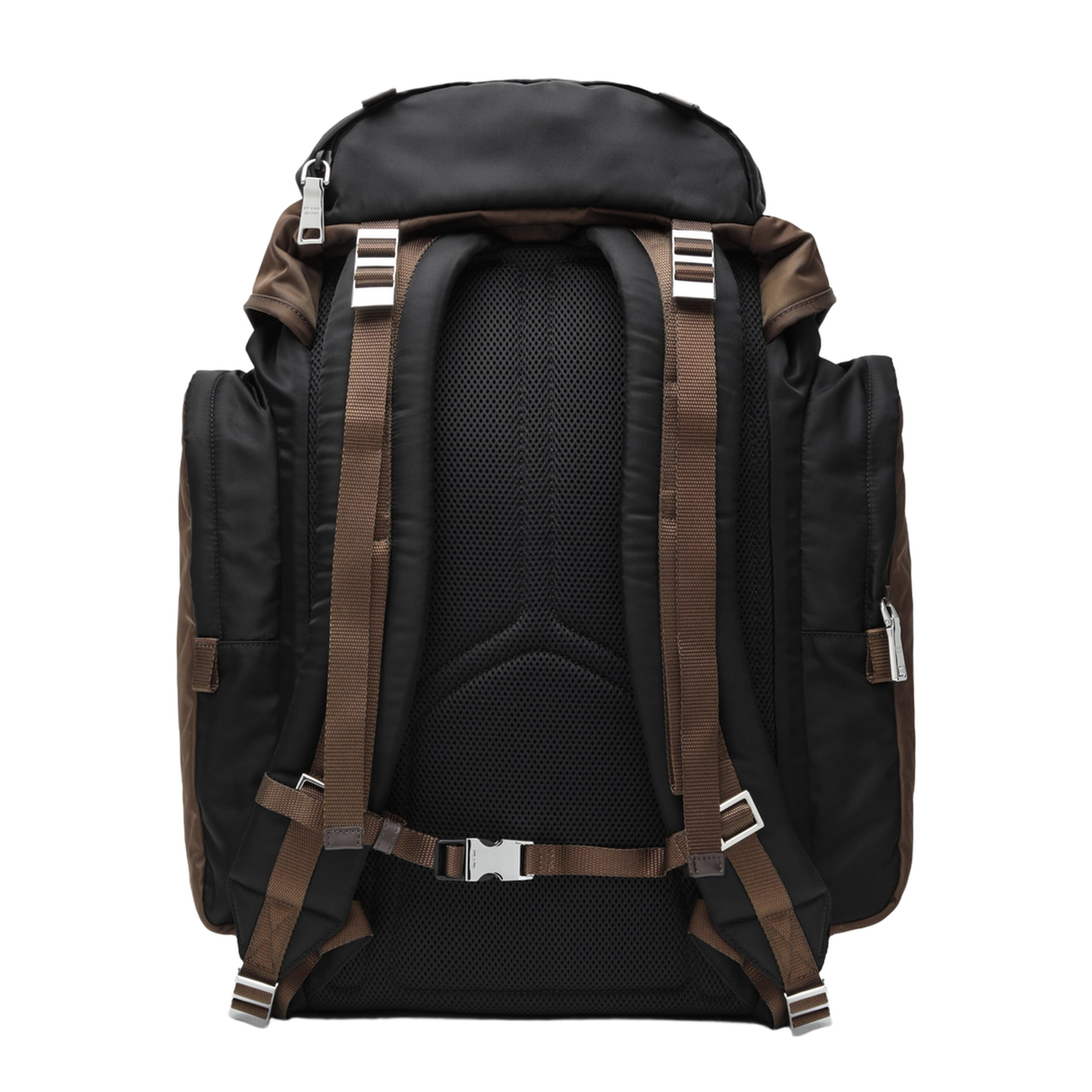 Re-Nylon One Size Leather Trim Backpack - Black/Burnt - Image 2