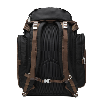 Re-Nylon One Size Leather Trim Backpack - Black/Burnt - Image 2