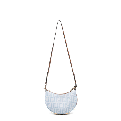 Fendigraphy Mini Denim Jacquard Shoulder Bag - Light Blue - Image 1