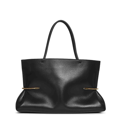 East West Leather Tote Bag - Black - Image 1