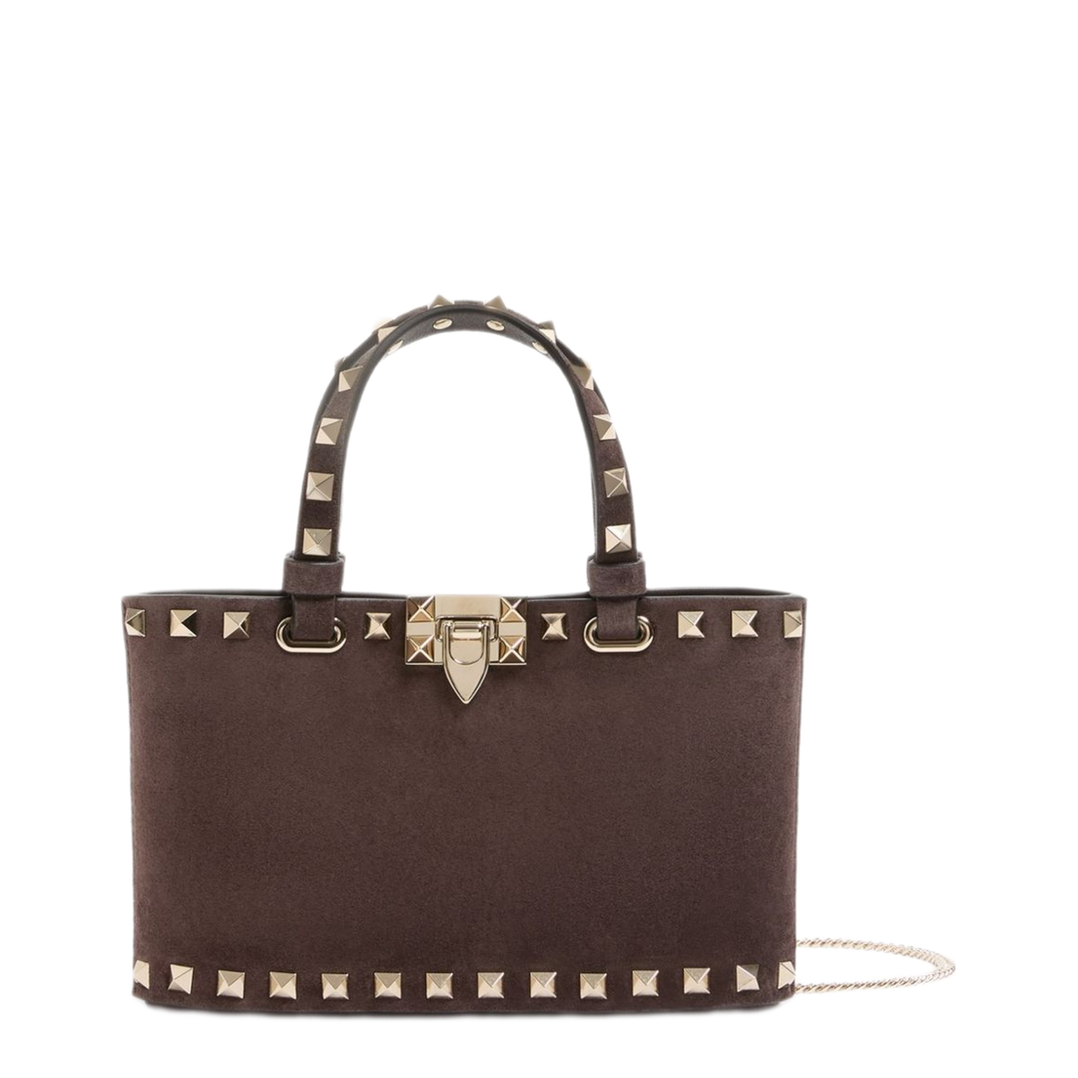Rockstud Mini Calf Suede Shopping Bag - Red - Image 1