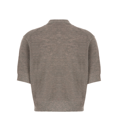 Dove Grey Linen Blend Polo Shirt - Image 2