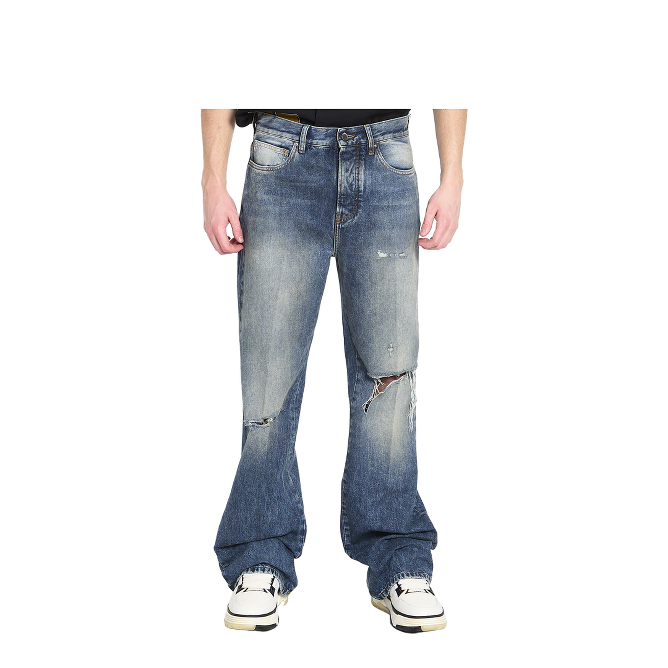 Ripped-Knees Bootcut Jeans - Image 1