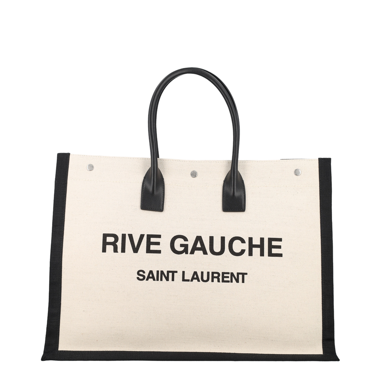 Rive Gauche Large Canvas Tote Bags - White - Image 2