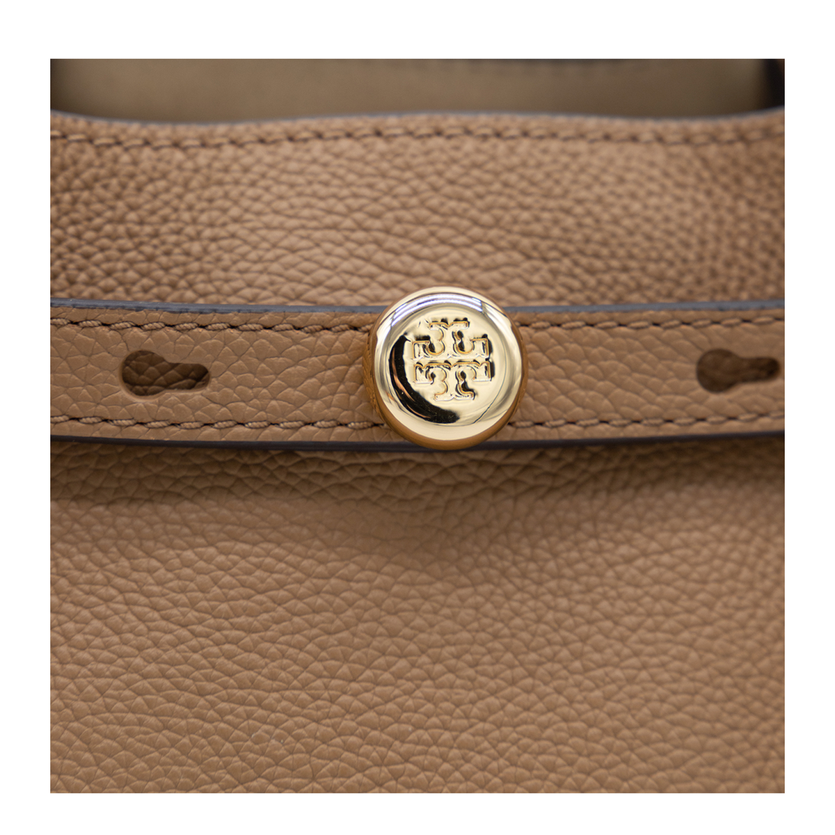 Pebbled Leather Bucket Bag - Caramel - Image 5