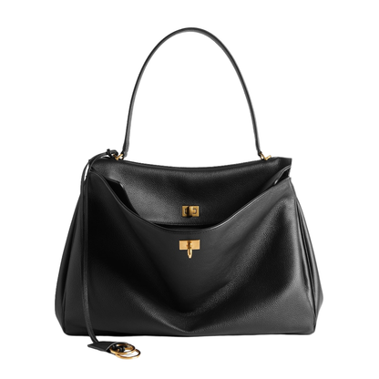 Women's Rodeo Handbag Large Grained Calfskin in Black - Image 1