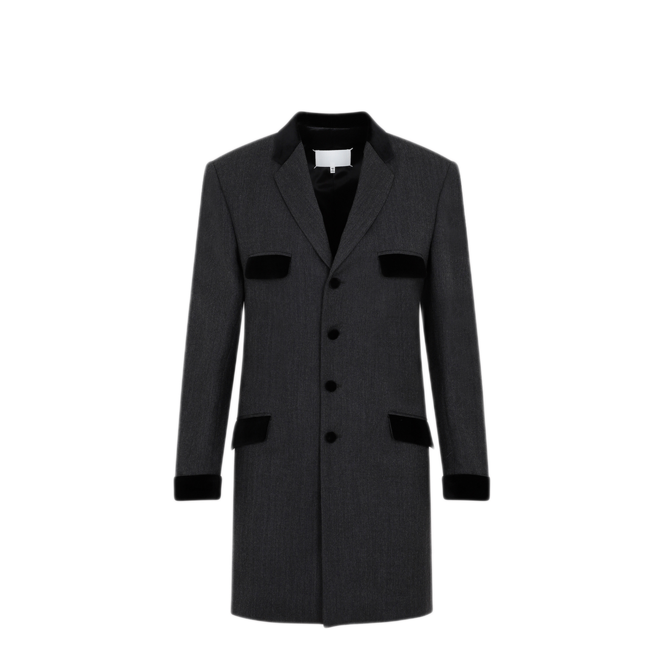 Charcoal Gray Wool Long Jacket - Image 3