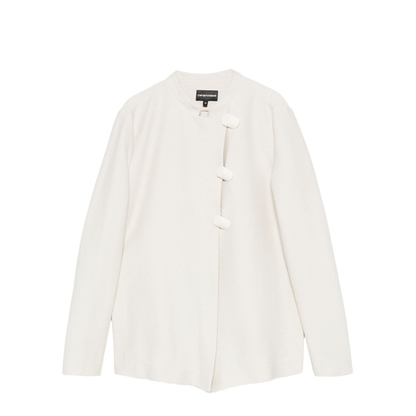 Ivory Button Fastening Round Neck Long Sleeves - Image 1