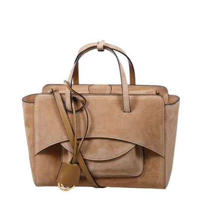 Flap Pocket Medium Calfskin Tote - Brown - Image 1