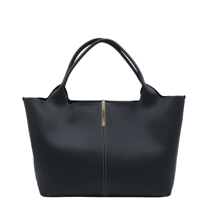 Medium Small Calfskin Shopping Bag - Black - Image 2