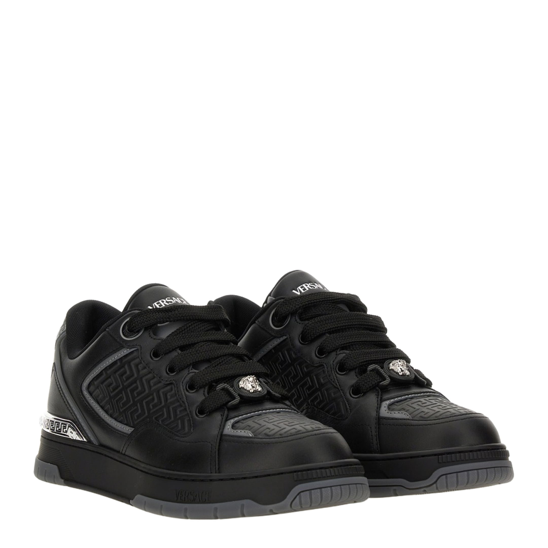 Greca Black Leather Blend Sneakers - Image 2