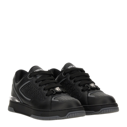 Greca Black Leather Blend Sneakers - Image 2