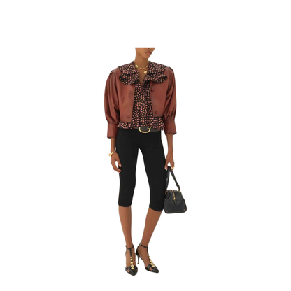 Short Burgundy Jacket in Plongé Nappa Leather - Image 4